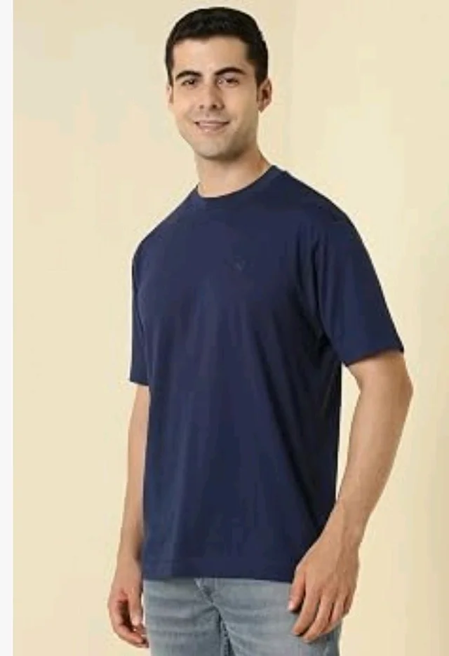 Allen Solly Men's Cotton T-Shirt | Drop Shoulder | Back Print | Regular Fit | Casual Streetwear Style
- S