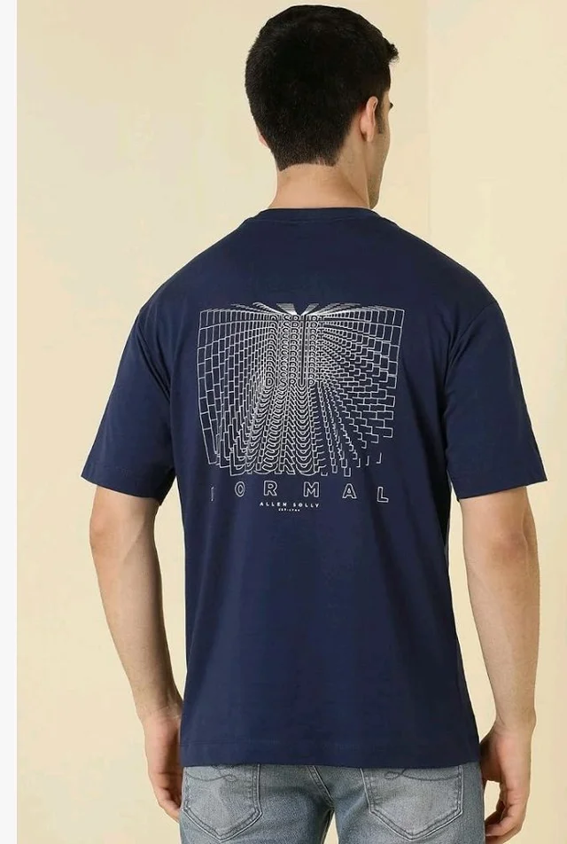 Allen Solly Men's Cotton T-Shirt | Drop Shoulder | Back Print | Regular Fit | Casual Streetwear Style
- S
