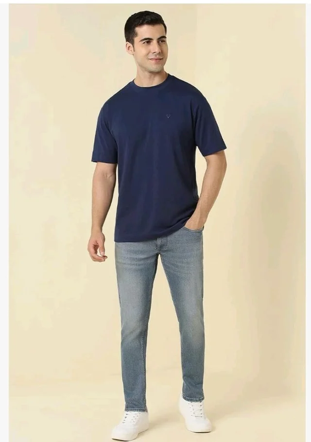 Allen Solly Men's Cotton T-Shirt | Drop Shoulder | Back Print | Regular Fit | Casual Streetwear Style
- S