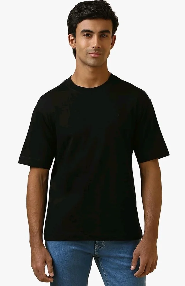 Allen Solly Men's Cotton T-Shirt | Drop Shoulder | Back Print | Regular Fit | Casual Streetwear Style
- L