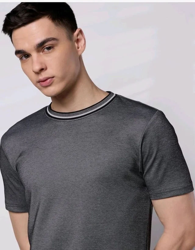 Symbol Premium Men's Cotton Rich Textured T-Shirt - Regular Fit | Pique Knit | Round Neck (Available in Plus Sizes)
- M