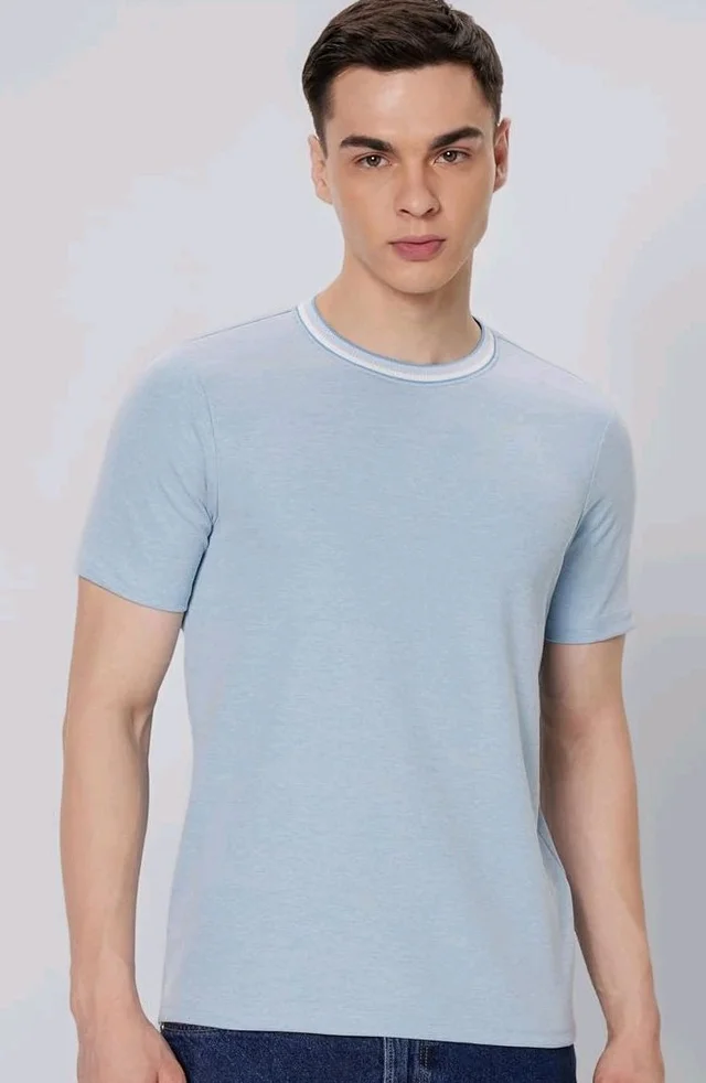 Symbol Premium Men's Cotton Rich Textured T-Shirt - Regular Fit | Pique Knit | Round Neck (Available in Plus Sizes)
- S