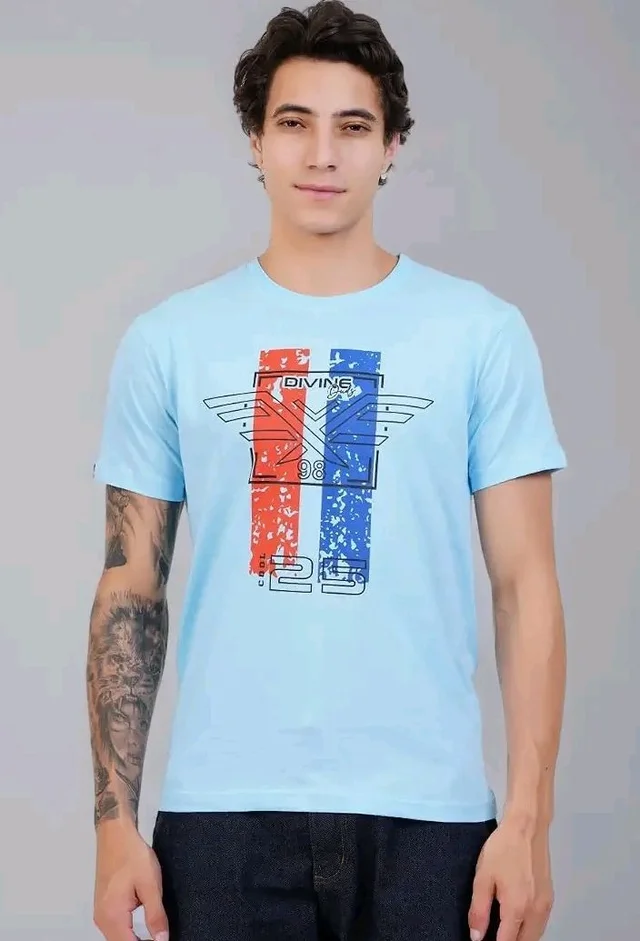 Men's Super Combed Cotton Round Neck Half Sleeve T-Shirt | Soft Breathable Cotton Fabric | Stylish Comfortable Wearfor Men | Quality Regular Fit
- S