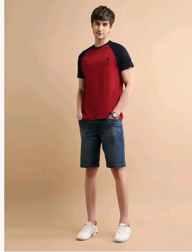 U.S. POLO ASSN. Knitted Cotton T-Shirts for Men - 100% Cotton, Breathable & Comfortable, Half Sleeves Mens Casual T Shirts
- S