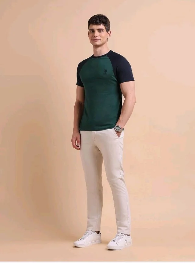 U.S. POLO ASSN. Knitted Cotton T-Shirts for Men - 100% Cotton, Breathable & Comfortable, Half Sleeves Mens Casual T Shirts
- S