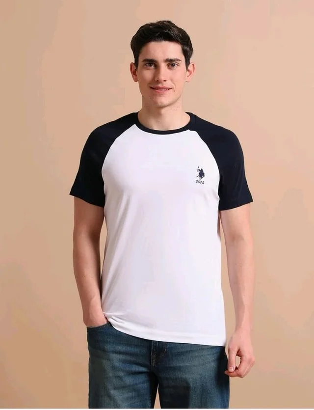 U.S. POLO ASSN. Knitted Cotton T-Shirts for Men - 100% Cotton, Breathable & Comfortable, Half Sleeves Mens Casual T Shirts
- L