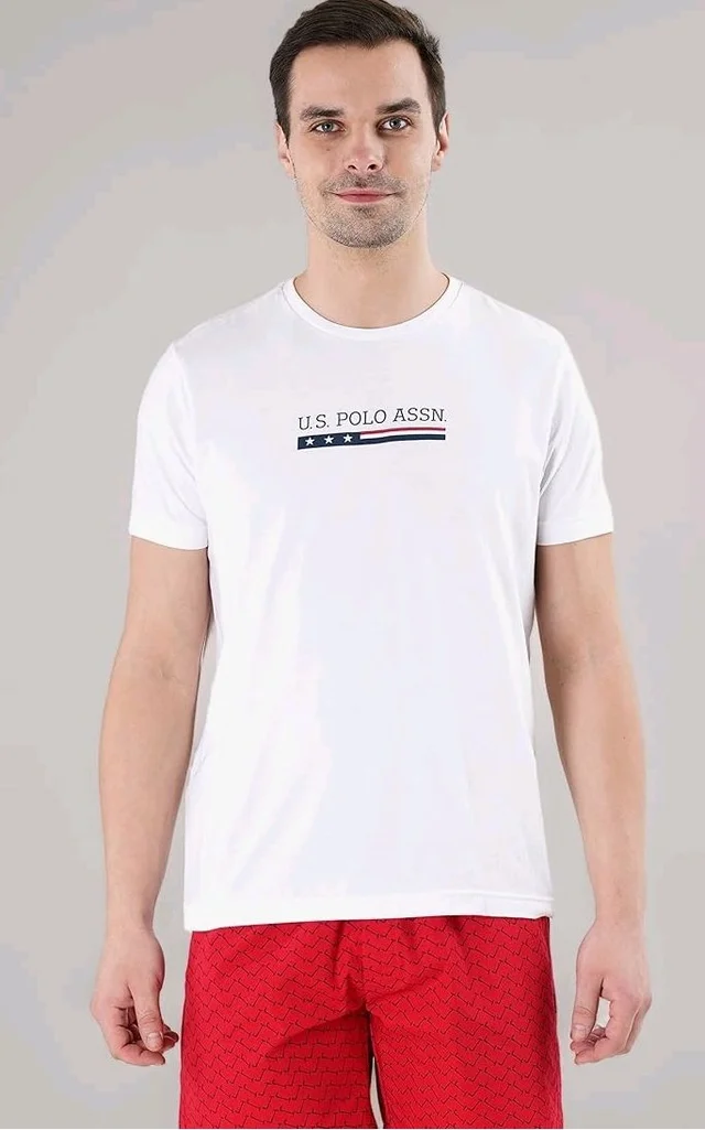 U.S. Polo ASSN. Men's LE001 Cotton Regular Fit Crew Neck Brand Print Lounge T-Shirt
- L