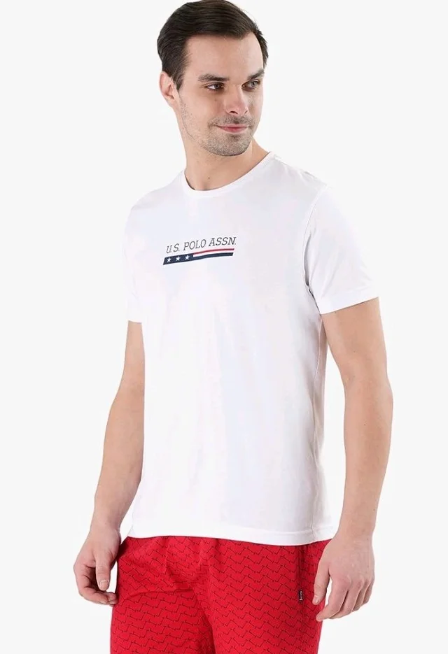 U.S. Polo ASSN. Men's LE001 Cotton Regular Fit Crew Neck Brand Print Lounge T-Shirt
- L