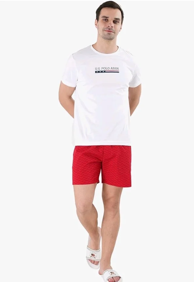 U.S. Polo ASSN. Men's LE001 Cotton Regular Fit Crew Neck Brand Print Lounge T-Shirt
- L