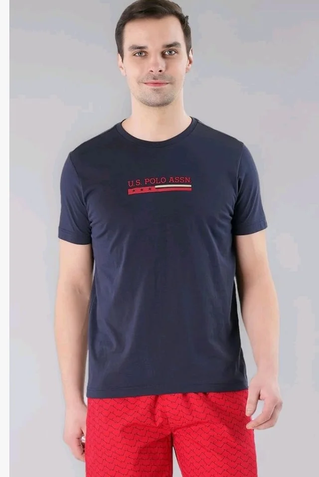 U.S. Polo ASSN. Men's LE001 Cotton Regular Fit Crew Neck Brand Print Lounge T-Shirt
- S