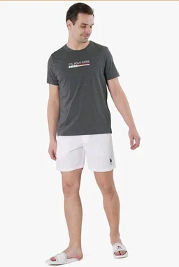 U.S. Polo ASSN. Men's LE001 Cotton Regular Fit Crew Neck Brand Print Lounge T-Shirt
- M
