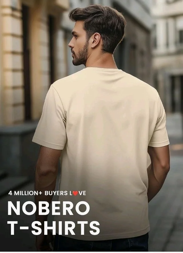 Nobero 100% Cotton T Shirts for Men Stylish | Regular Fit | Graphic Printed T Shirts for Men 180 GSM Combed Cotton | Round Neck Half Sleeve
- S