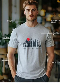 Nobero 100% Cotton T Shirts for Men Stylish | Regular Fit | Graphic Printed T Shirts for Men 180 GSM Combed Cotton | Round Neck Half Sleeve
- L