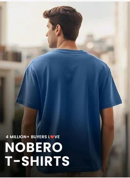 Nobero 100% Cotton T Shirts for Men Stylish | Regular Fit | Graphic Printed T Shirts for Men 180 GSM Combed Cotton | Round Neck Half Sleeve
- L
