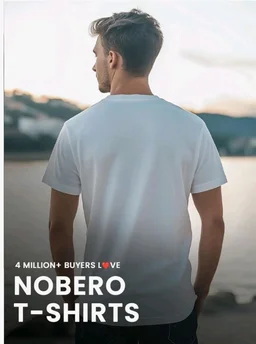Nobero 100% Cotton T Shirts for Men Stylish | Regular Fit | Graphic Printed T Shirts for Men 180 GSM Combed Cotton | Round Neck Half Sleeve
- L