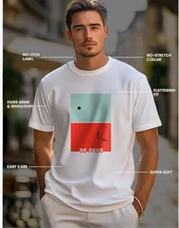 Nobero 100% Cotton T Shirts for Men Stylish | Regular Fit | Graphic Printed T Shirts for Men 180 GSM Combed Cotton | Round Neck Half Sleeve
- L