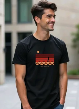 Nobero 100% Cotton T Shirts for Men Stylish | Regular Fit | Graphic Printed T Shirts for Men 180 GSM Combed Cotton | Round Neck Half Sleeve
- S