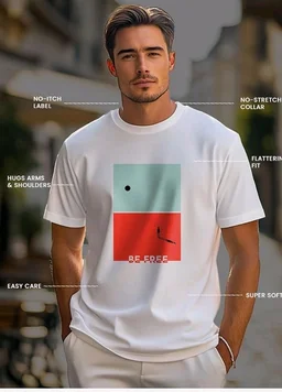 Nobero 100% Cotton T Shirts for Men Stylish | Regular Fit | Graphic Printed T Shirts for Men 180 GSM Combed Cotton | Round Neck Half Sleeve
- M