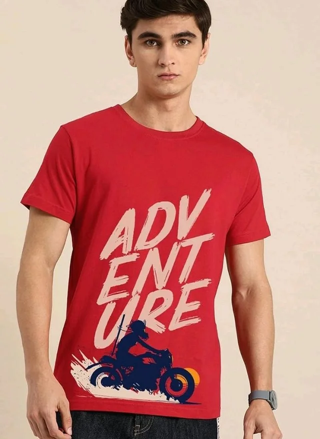 Bewakoof Men's Graphic Print Regular Fit Half Sleeve Round Neck Pure Cotton T-Shirt
- S
