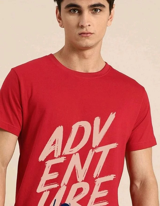 Bewakoof Men's Graphic Print Regular Fit Half Sleeve Round Neck Pure Cotton T-Shirt
- S