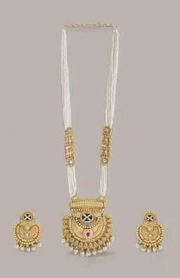 Rubans Gold Plated Pearl Necklace for Women Long Traditional Set Party
