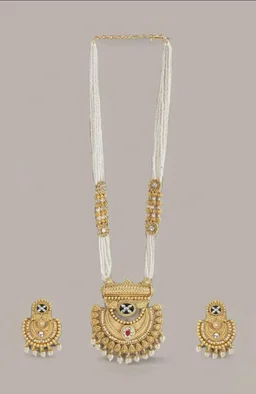 Rubans Gold Plated Pearl Necklace for Women Long Traditional Set Party
