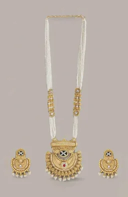 Rubans Gold Plated Pearl Necklace for Women Long Traditional Set Party