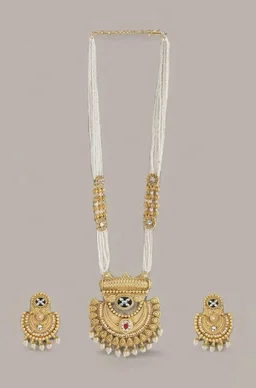Rubans Gold Plated Pearl Necklace for Women Long Traditional Set Party