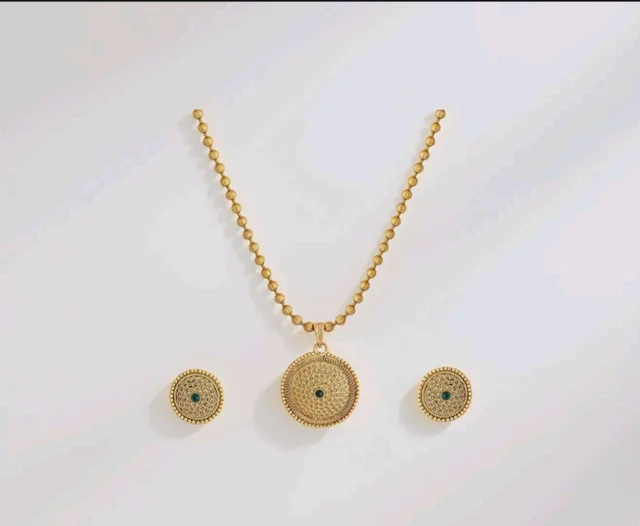Rubans Necklace Set Gold Plated Green Golden Beaded Traditional Gift for Women and Girls Festive Wedding Ethnic