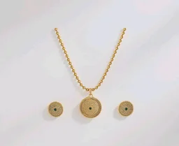 Rubans Necklace Set Gold Plated Green Golden Beaded Traditional Gift for Women and Girls Festive Wedding Ethnic