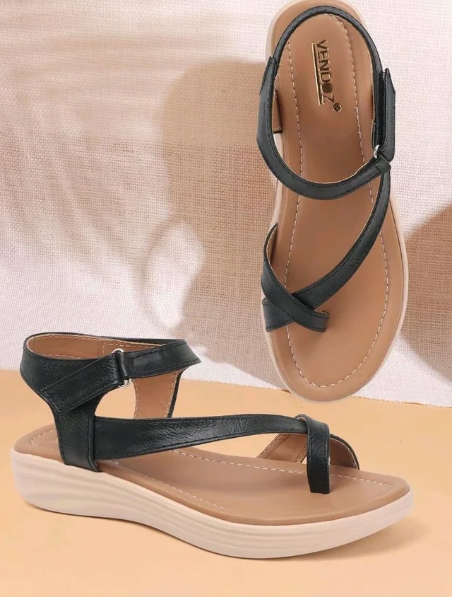 Vendoz Women Stylish Slippers Wedges I Flat Slip on Sandals I Stylish and Casual for Everyday use I Comfortable & Lightweight for Girls & Ladies - 10