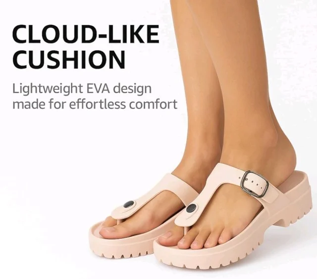 ORTHO JOY Orthopedic Arch Support Sandals for Women – Comfort Slip-On Toe Post Slides with Adjustable Strap & Cushion Sole