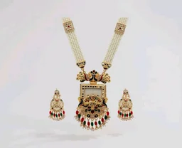 1
Bridal Rani Haar Kundan Necklace Set for Women | Traditional Long Pearl Jewelry with Earrings |Ethnic Indian Wedding Jewelry Set – OSSP-0529-IGMC NKER