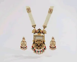 1
Bridal Rani Haar Kundan Necklace Set for Women | Traditional Long Pearl Jewelry with Earrings |Ethnic Indian Wedding Jewelry Set – OSSP-0529-IGMC NKER