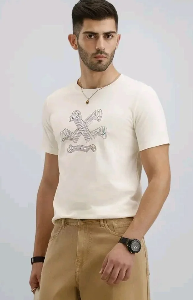 WROGN Men's Pure Cotton T-Shirt | Printed Design | Slim Fit
- M