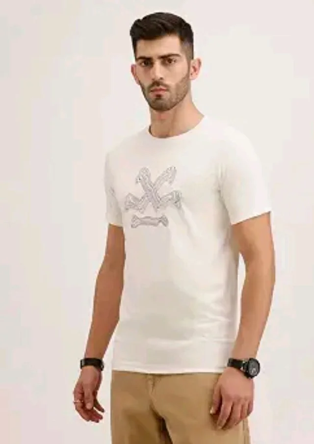 WROGN Men's Pure Cotton T-Shirt | Printed Design | Slim Fit
- M