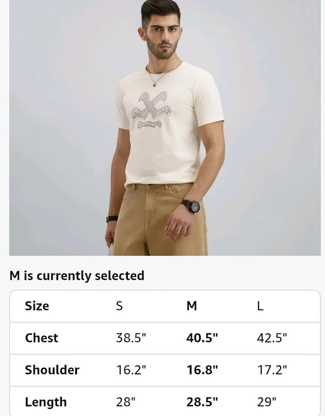 WROGN Men's Pure Cotton T-Shirt | Printed Design | Slim Fit
- M