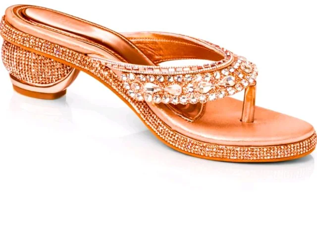 Rivelle Wedding Heel Sandal for Women | Comfortable, Stylish and Trendy | Embellished with Rhinestone | Lightweight and Fashionable | Rose Gold Bridal Sandal - 6