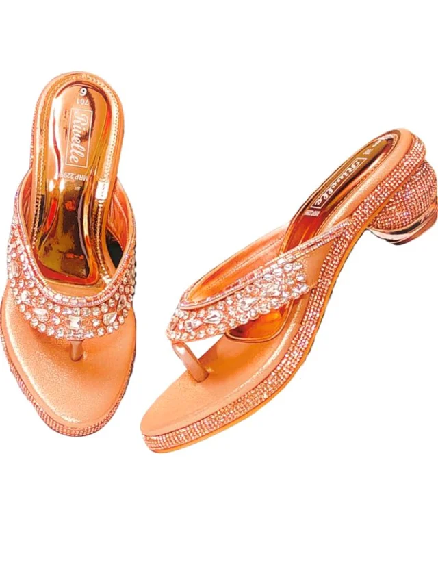 Rivelle Wedding Heel Sandal for Women | Comfortable, Stylish and Trendy | Embellished with Rhinestone | Lightweight and Fashionable | Rose Gold Bridal Sandal - 6