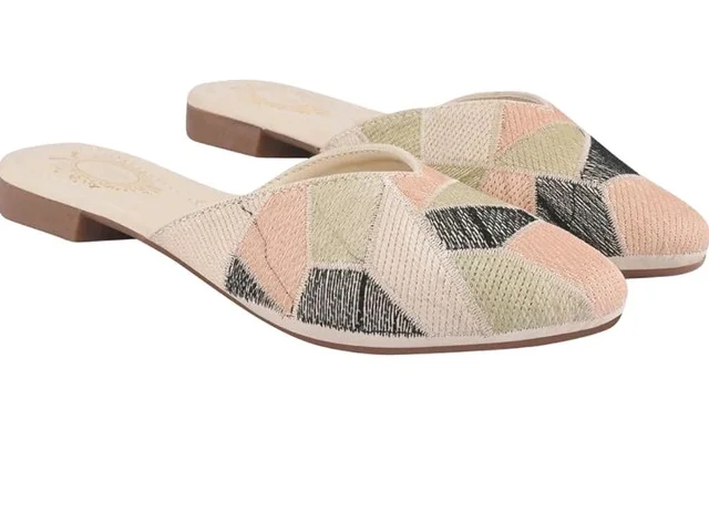 Shoetopia Women's Ethnic Slip-On Mules Embroidered Flat Sandal with Low Heel – Stylish & Comfortable Casual Footwear
- 7