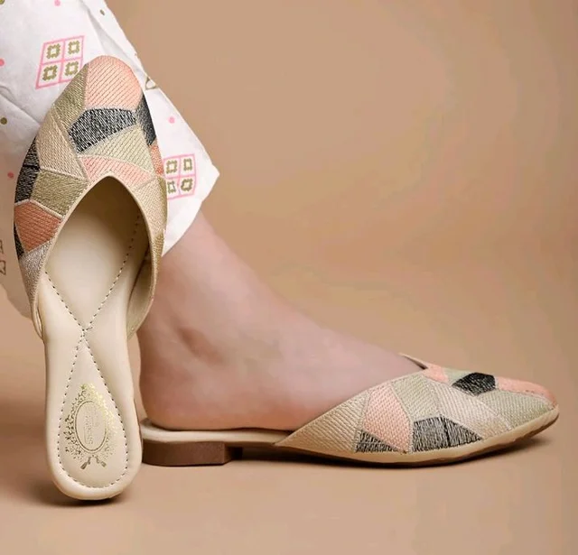 Shoetopia Women's Ethnic Slip-On Mules Embroidered Flat Sandal with Low Heel – Stylish & Comfortable Casual Footwear
- 7