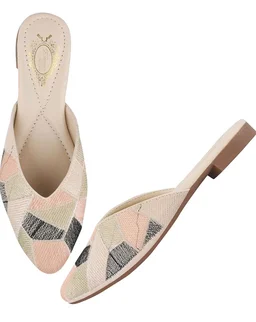 Shoetopia Women's Ethnic Slip-On Mules Embroidered Flat Sandal with Low Heel – Stylish & Comfortable Casual Footwear
- 7