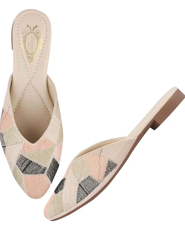 Shoetopia Women's Ethnic Slip-On Mules Embroidered Flat Sandal with Low Heel – Stylish & Comfortable Casual Footwear
- 7