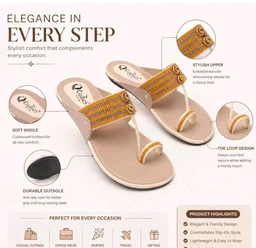Ladies Hub Kolhapuri Chappal Women Mustard Yellow Embellished Toe Ring Slip On Ethnic Flat Sandals - 6
