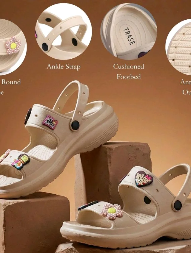 TRASE Double Strap Clogs Sandals for Women | Daily Use Slippers with Adjustable Back Strap | Comfortable Lightweight Waterproof Anti Skid Casual Flip Flops
- 9