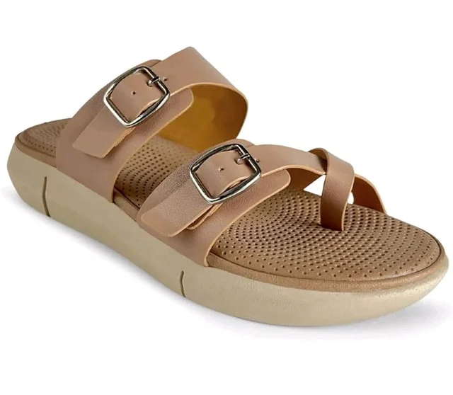 KazarMax Women Magnolia Lightweight Double Strap | Cushioned | Bounce Back | Comfortable Flat Sandals
- 6