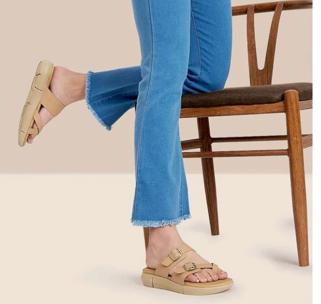 KazarMax Women Magnolia Lightweight Double Strap | Cushioned | Bounce Back | Comfortable Flat Sandals
- 6