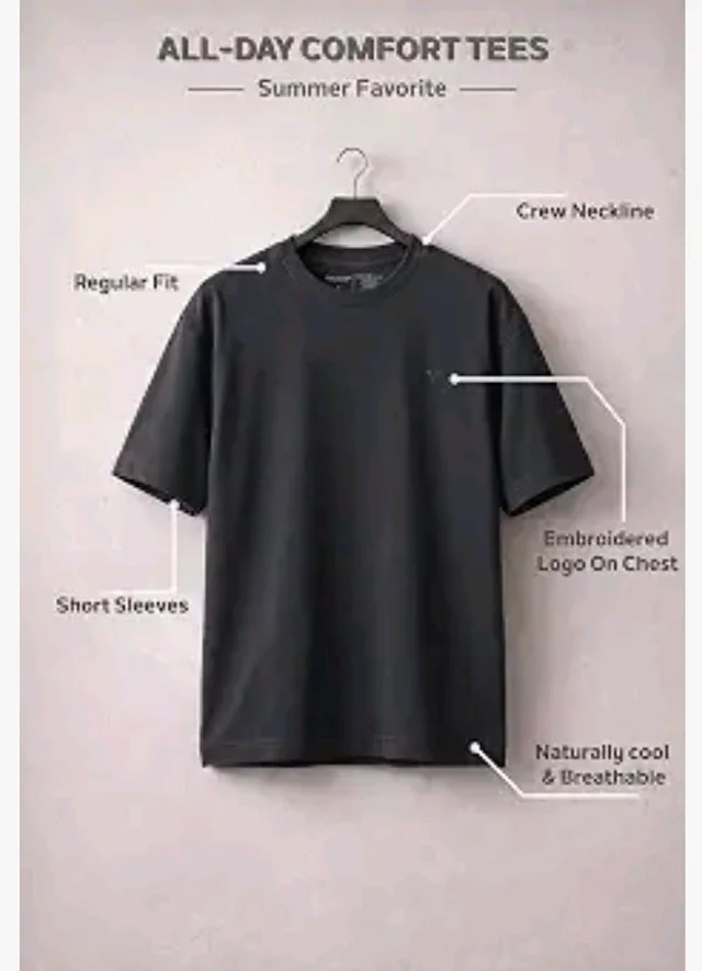 Van Heusen Men’s Crew Neck T-Shirt – Soft & Breathable Cotton | Regular Fit | Comfortable Everyday Casual Wear | Short Sleeves | Summer Favorite |Solid Colors | Style 60052|Available in Pack of 1 & 2 - M