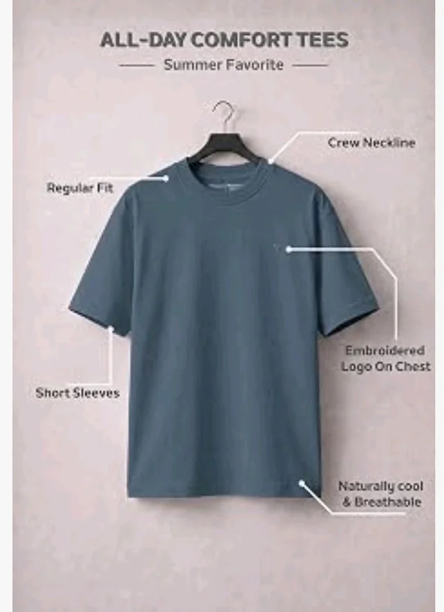 Van Heusen Men’s Crew Neck T-Shirt – Soft & Breathable Cotton | Regular Fit | Comfortable Everyday Casual Wear | Short Sleeves | Summer Favorite |Solid Colors | Style 60052|Available in Pack of 1 & 2
- M