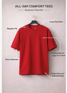 Van Heusen Men’s Crew Neck T-Shirt – Soft & Breathable Cotton | Regular Fit | Comfortable Everyday Casual Wear | Short Sleeves | Summer Favorite |Solid Colors | Style 60052|Available in Pack of 1 & 2
- S